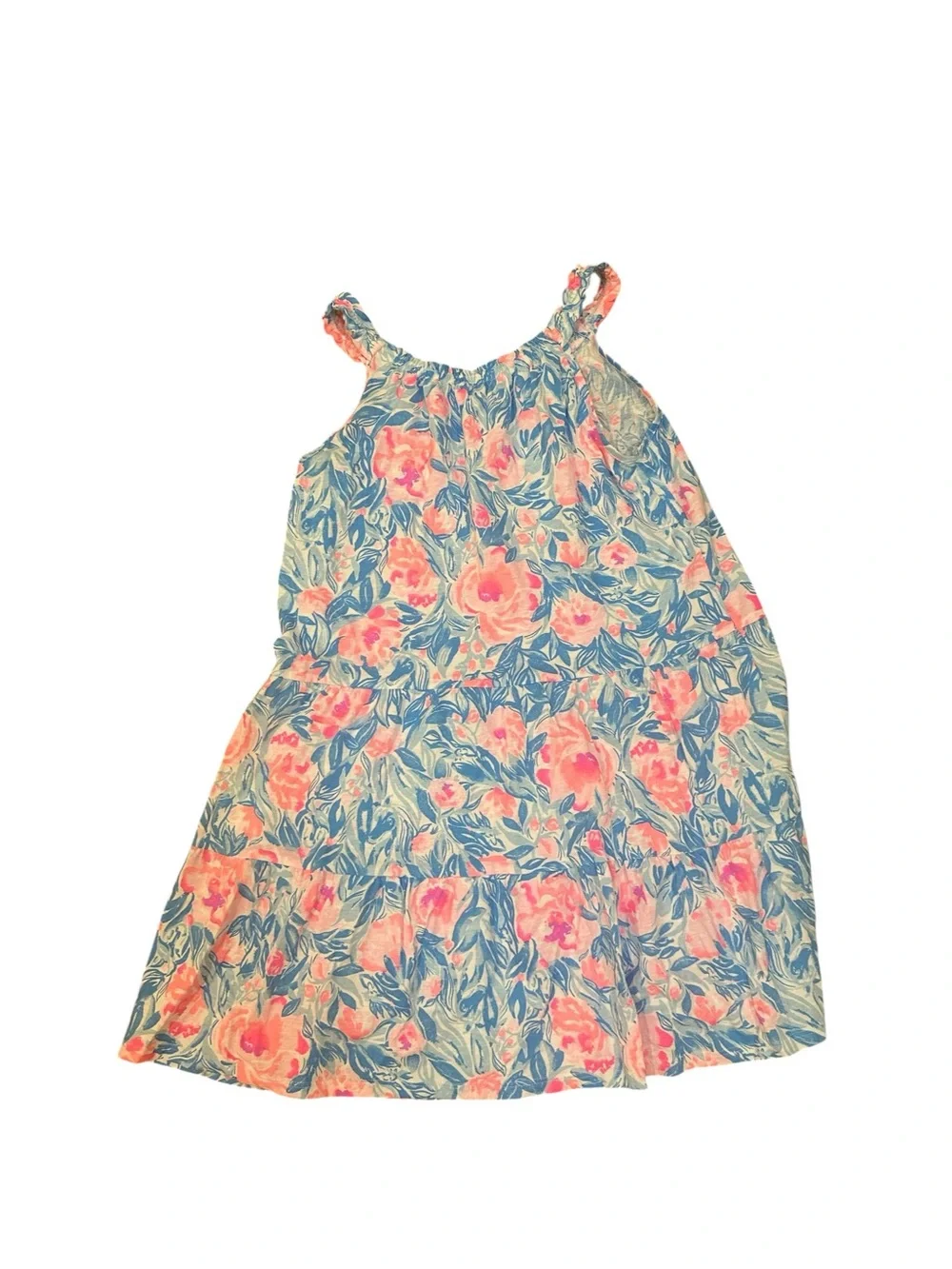 Lilly Pulitzer Girls Floral Sundress Pink and Blue Size Large (8-10)